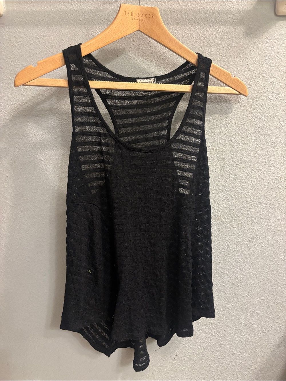 Eyeshadow Black Sheer Stripe Racerback Tank